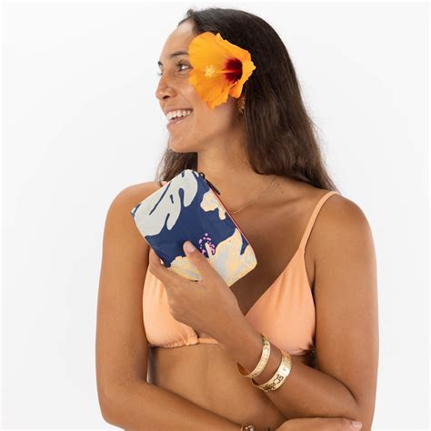 ALOHA Collection Pape Ete Mini Pouch Neon Moon Navy Olivia Clare
