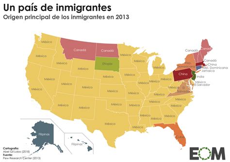 De dónde proceden los inmigrantes en Estados Unidos Mapas de El
