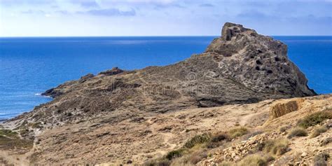 Columnar Jointing Structures of Punta Baja Cabo De Gata Níjar Natural Park Spain Stock Photo