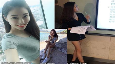 lecturer is dubbed taiwan s hottest teacher after photos taken of her during her classes go