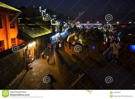 Night City And Street View Of Phoenix Town Of China Editorial Photo