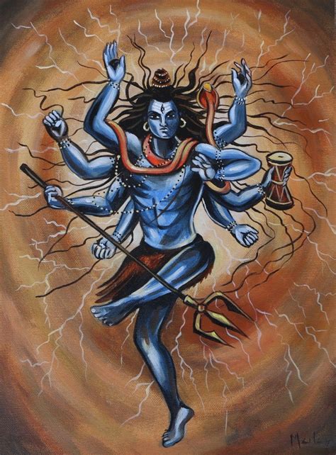 Shiva Tandav Dancing Shiva Original Acrylic Painting In Canvas Genuine