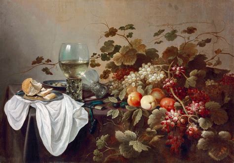 Pieter Claesz Nature Morte Aux Fruits Et Roemer Tableau De Et