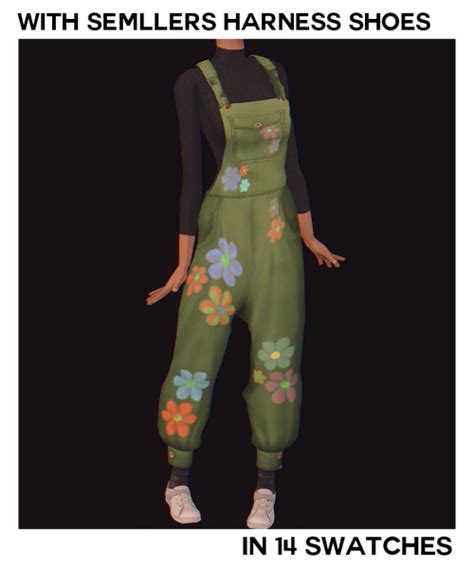4t2 Conversion Of Aasymccs Baggy Patterned Dungarees Sims 4 Clothing