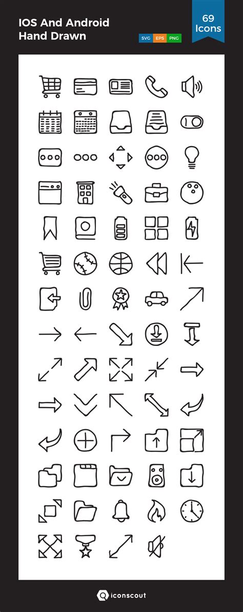 Ios And Android Hand Drawn Icon Pack 69 Handdrawn Icons Hand Drawn