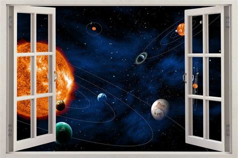 Combine your new wall stickers with interesting decorative door accessories for even more impressive interior design results. Space Planets Solar System 3D Window View Decal WALL STICKER Decor Art H107 | eBay