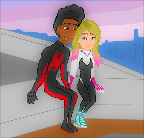 🕸 Spider Man Across The Spiderverse Miles Morales X Gwen Stacy Spider Man Fan Art 44980424