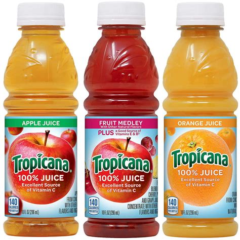 24 Bottles Tropicana 100 Juice 3 Flavor Classic Variety Pack 10 Fl