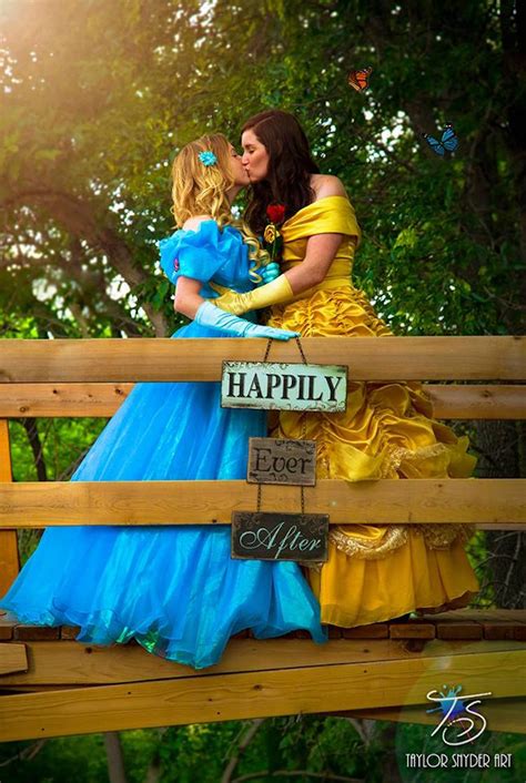 Couple Dresses As Disney Princesses For Engagement Photos To Celebrate