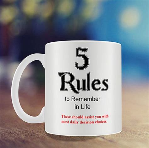 Five Rules To Remember In Life Funny Novelty Ceramic By Mugandmore