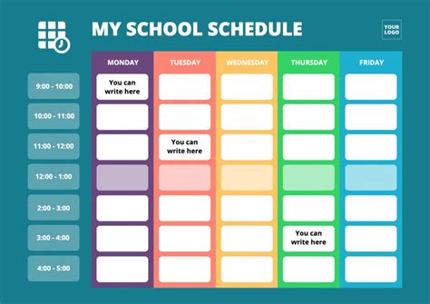 Online Editable Templates For School Schedules