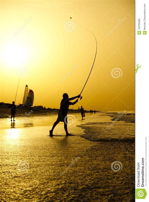 Fisherman At Sunset Editorial Photography Image Of Hook 100795362
