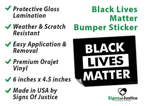 Black Lives Matter Bumper Sticker Signs Of Justice