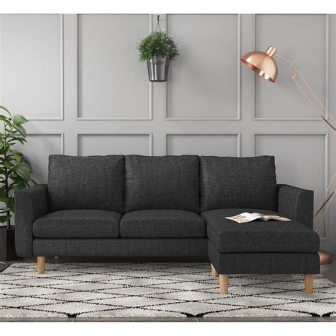 Brooke Small Charcoal Grey Corner Apartment Sofa Fabric Corner Sofa