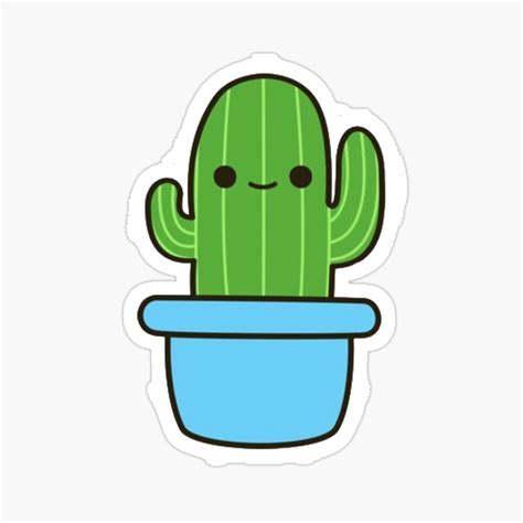 Cute Kawaii Cactus Glossy Sticker By Digital Market In 2020 Cactus