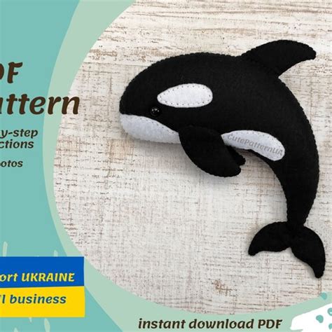 Orca Sewing Pattern Felt Killer Whale Soft Toy Pattern Pdf Etsy