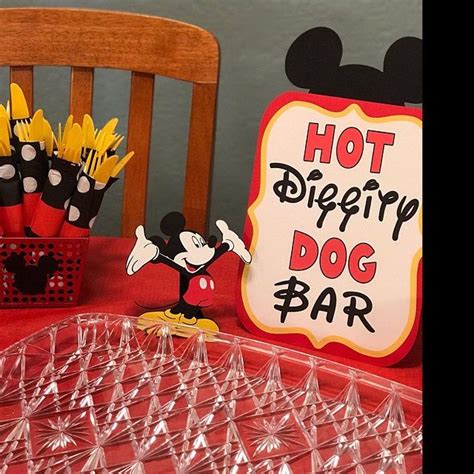 Mickey Mouse Birthday Sign Hot Diggity Dog Bar Party Etsy Mickey