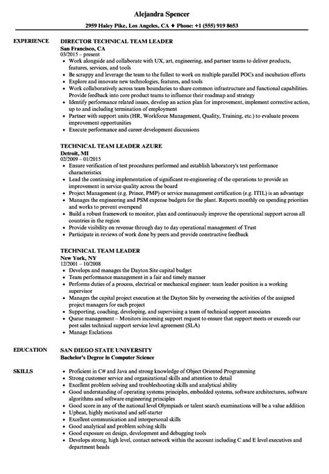 Use bullet points to list soft skills relevant to being a team lead, such as communication skills, leadership abilities, and working well with others. Technical Team Leader Resume Samples | Velvet Jobs