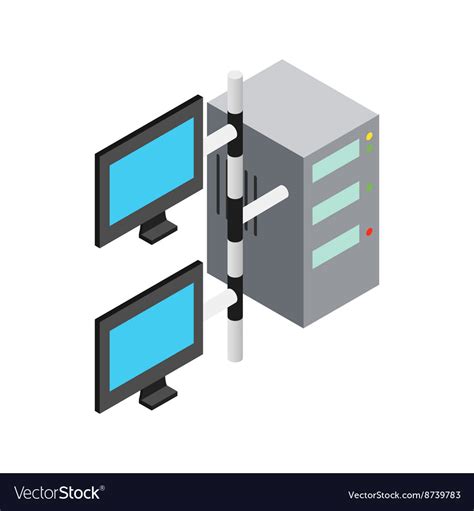 Computer Network Icon Isometric 3d Style Vector Image