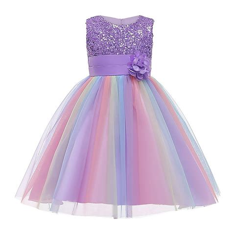 hawee hawee flower girls sequin dress rainbow tutu birthday party princess dress pageant gown