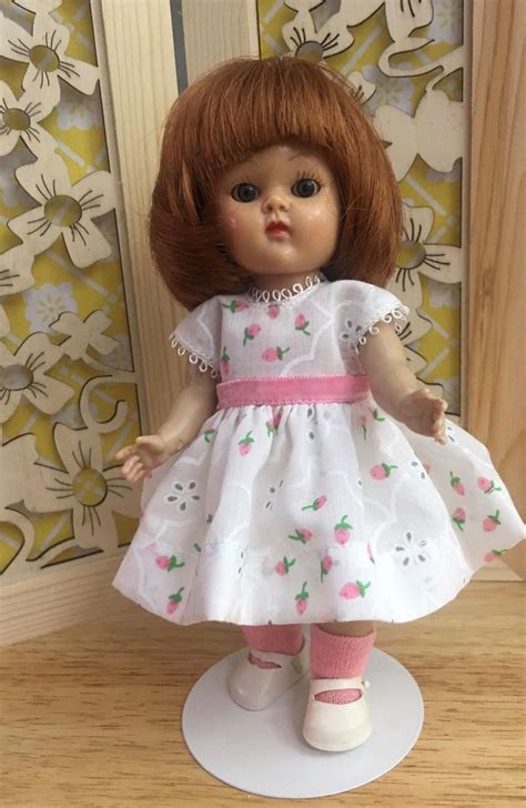 Strung Ginny Doll From The Early 1950 S With A Red Replacement Wig And An Non Vogue Dress She