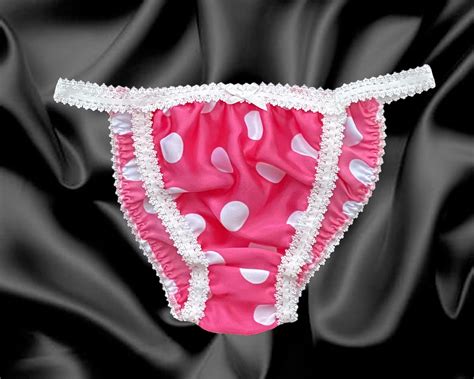 hot pink satin polka dot sissy frilly tanga knickers briefs panties sizes 10 20 £12 99 picclick uk