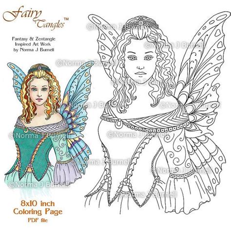 Fairy Queen Fairy Tangles Printable Coloring Pages By Norma J Burnell