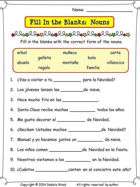 Free Spanish Printable Worksheets