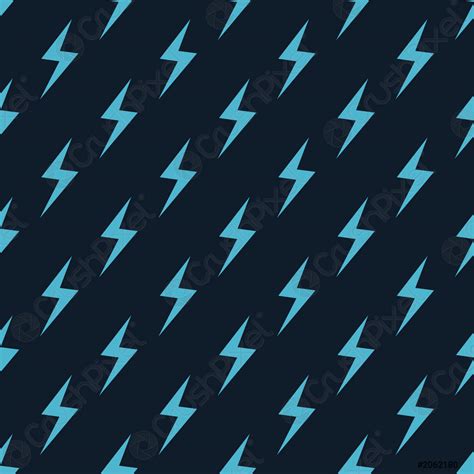 Blue Lightning Bolts On Dark Blue Background Seamless Pattern Vector