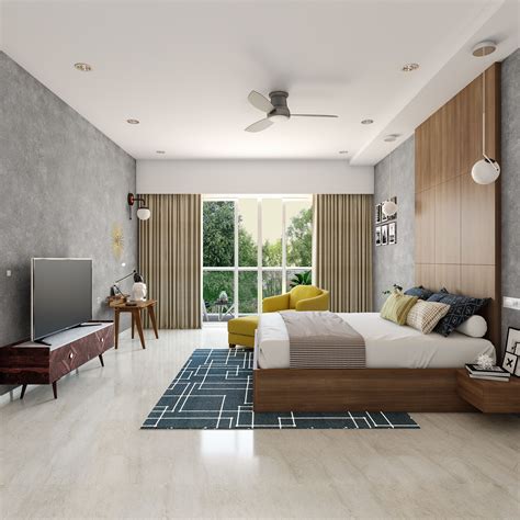 Spacious Contemporary Themed Convenient Master Bedroom Design Livspace