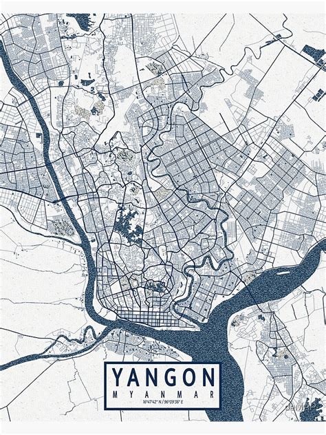 Yangon City Map Of Myanmar Coastal Poster By Demap Redbubble