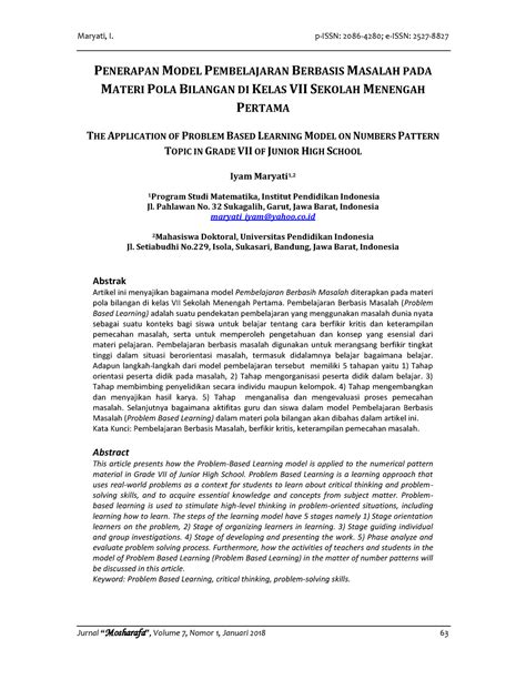 Materi 3 Penerapan Model Pembelajaran Berbasis Masalah Maryati I