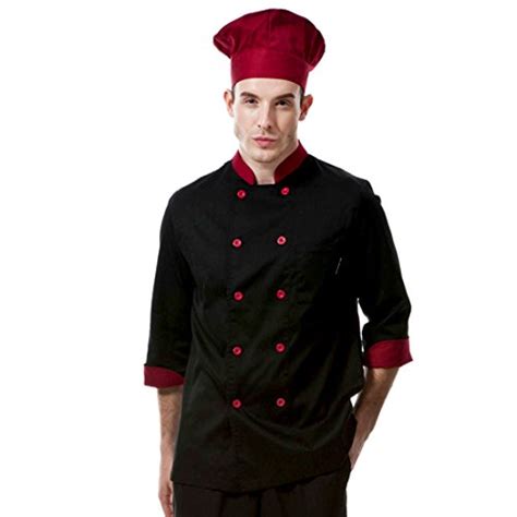 chef coat black with red uniforms and long sleeve unisex buy online in united arab emirates at