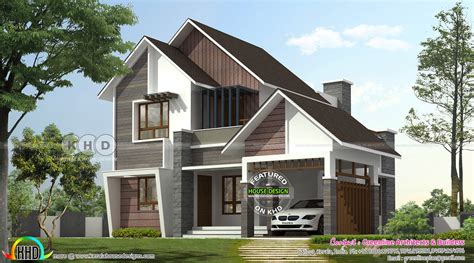 4 Bedroom Modern Sloping Roof House Architecture Kerala Home Design