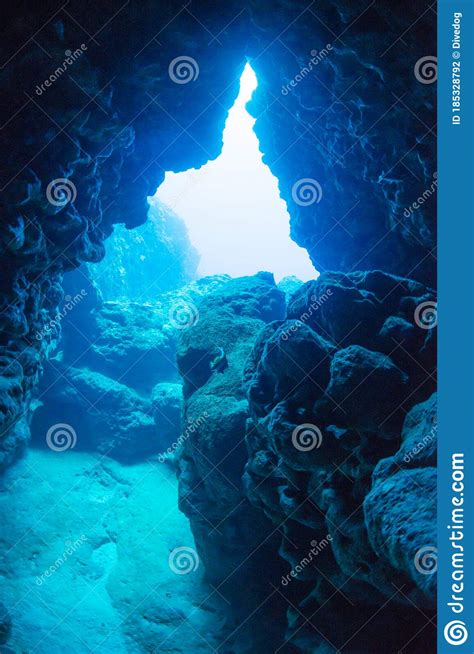 Rays Of Sunlight Into The Underwater Cave Stock Photo Image Of Hole