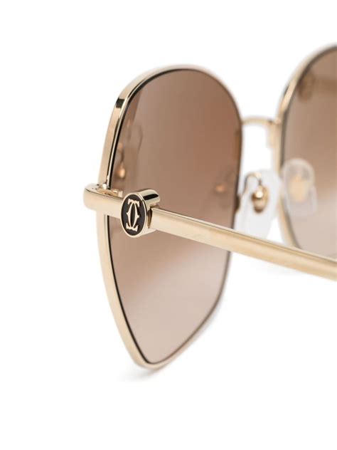 Cartier Eyewear Engraved Detail Sunglasses Farfetch