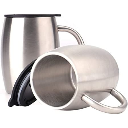 Stainless Steel Coffee Mug With Lid Set Of Oz Premium Double