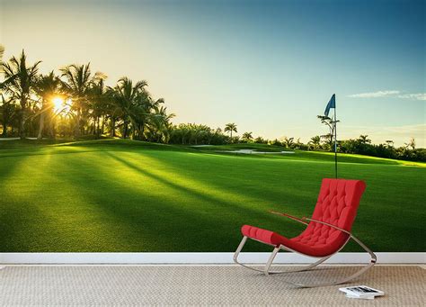 Golf Course In The Countryside Wall Mural Wallpaper Canvas Art Rocks