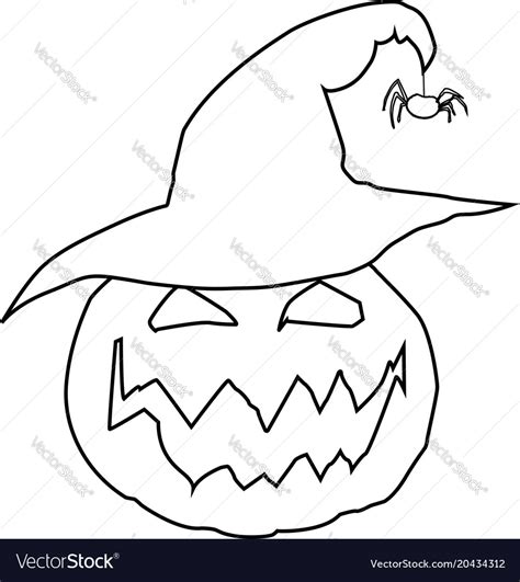 Halloween Outline Of Scary Smiling Pumpkin J Vector Image