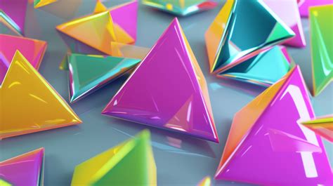 Abstract Geometric Background Colorful Triangles Wallpaper 3d Shapes