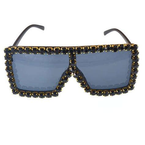 Glistening Rhinestone Rimmed Star Fashion Women Sunglasses Black