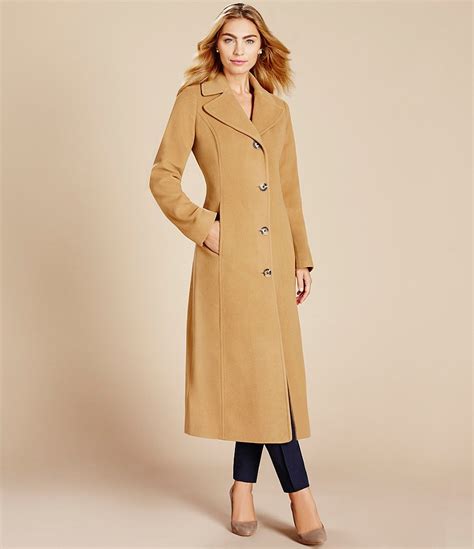 Men's slim fit wool blend overcoat jacket, camel, 50l. Anne Klein Long - Womens Long Single Breasted Wool ...