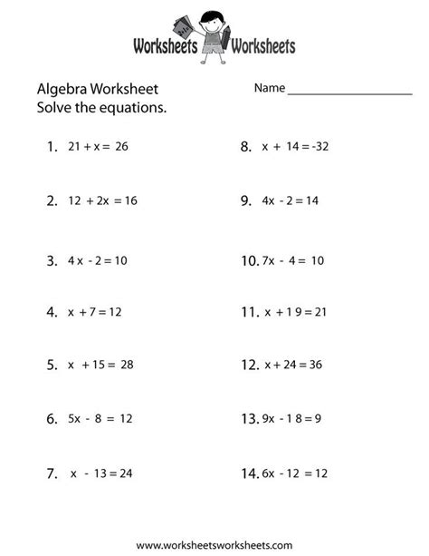 I need help on the subject of maths worksheet for class 10th. Simple Algebra Worksheet Printable | Algebra worksheets ...