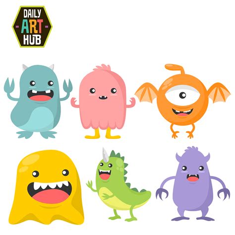 Cute Monsters Clip Art Set Daily Art Hub Free Clip Art Everyday