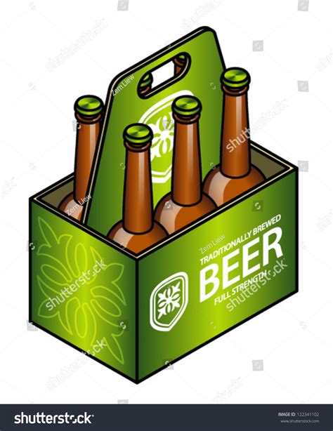 Sixpack Tall Bottles Beer Stock Vector 122341102