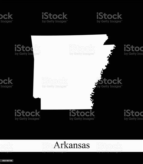 Arkansas State Of Usa Map Vector Outline Illustration Black And White