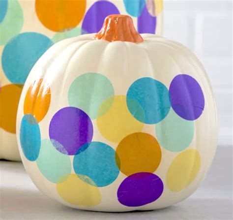 No Carve Pumpkin Ideas Colorful Confetti Mod Podge Rocks