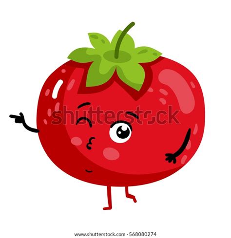 Cute Vegetable Tomato Cartoon Character Isolated Stock Vector Royalty