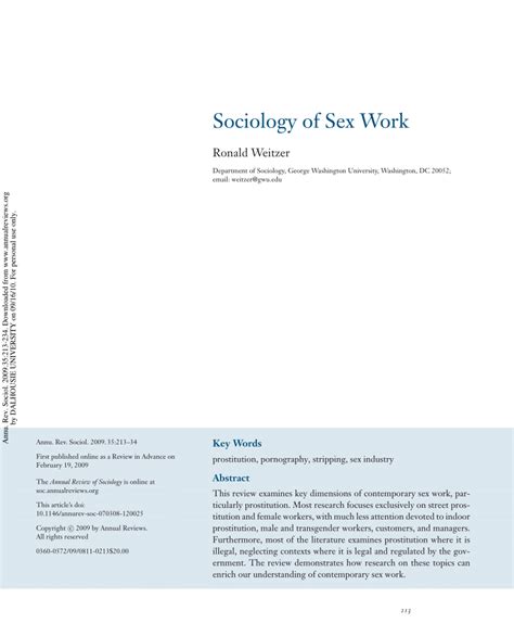 Pdf Sociology Of Sex Work