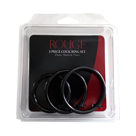 Rouge Stainless Steel 3 Piece Cock Ring Set 455055mm Black Shop